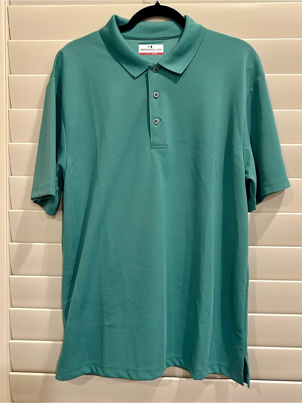 Grand Slam Seafoam Aqua Green Performance Short Sleeve Golf Polo Shirt Size L